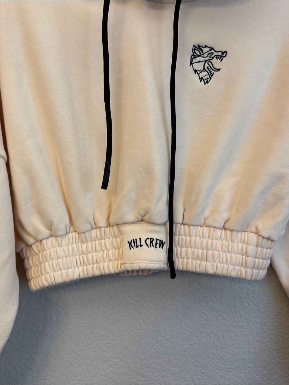 Kill Crew Cropped Hoodie in Cream Sz M - Picture 4 of 12
